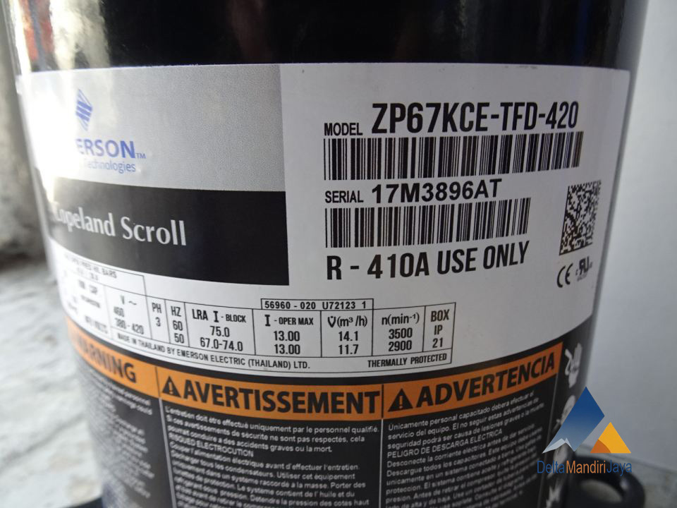 Kompresor Copeland Scroll ZP67KCE-TFD-420