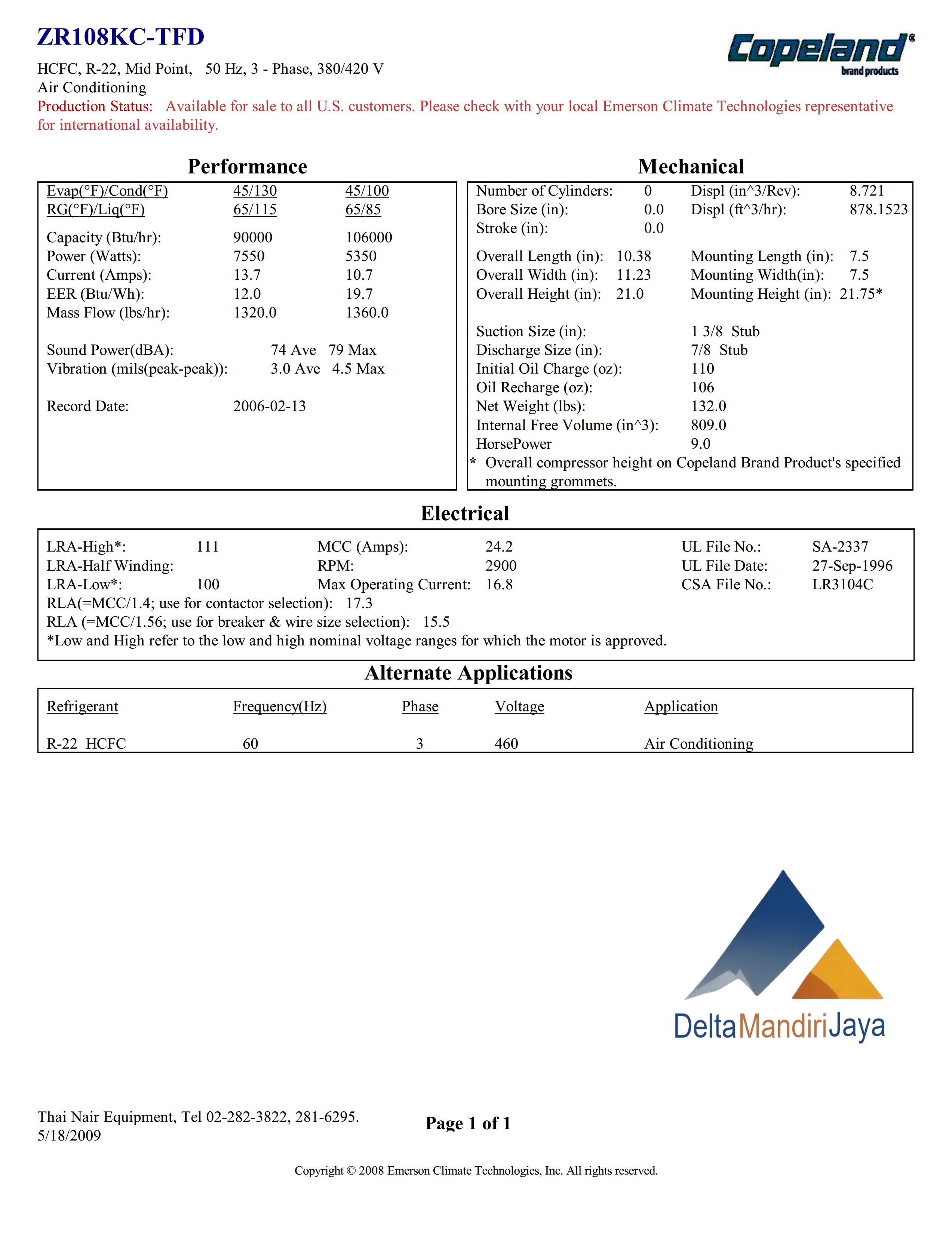 Kompresor ZR108KC-TFD-522