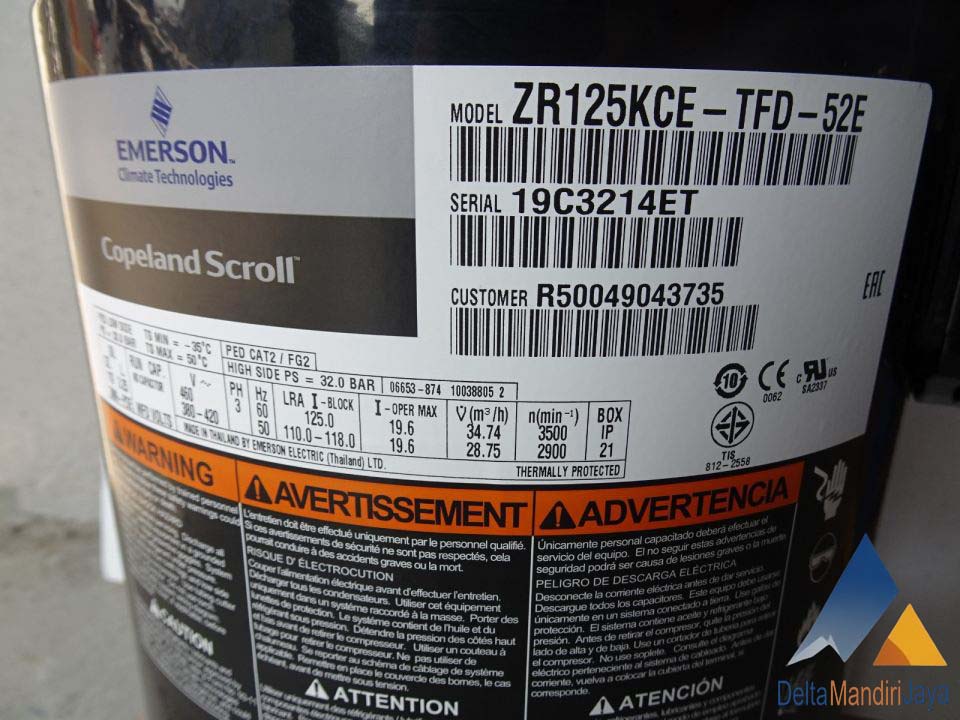 Kompresor Copeland Scroll ZR125KCE-TFD-52E