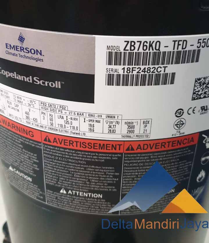 Compressor Copeland Scroll Emerson ZB76KQ-TFD-550