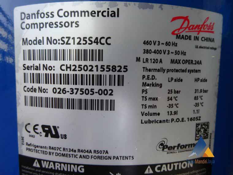 Danfoss Commercial Compressor SZ125S4CC