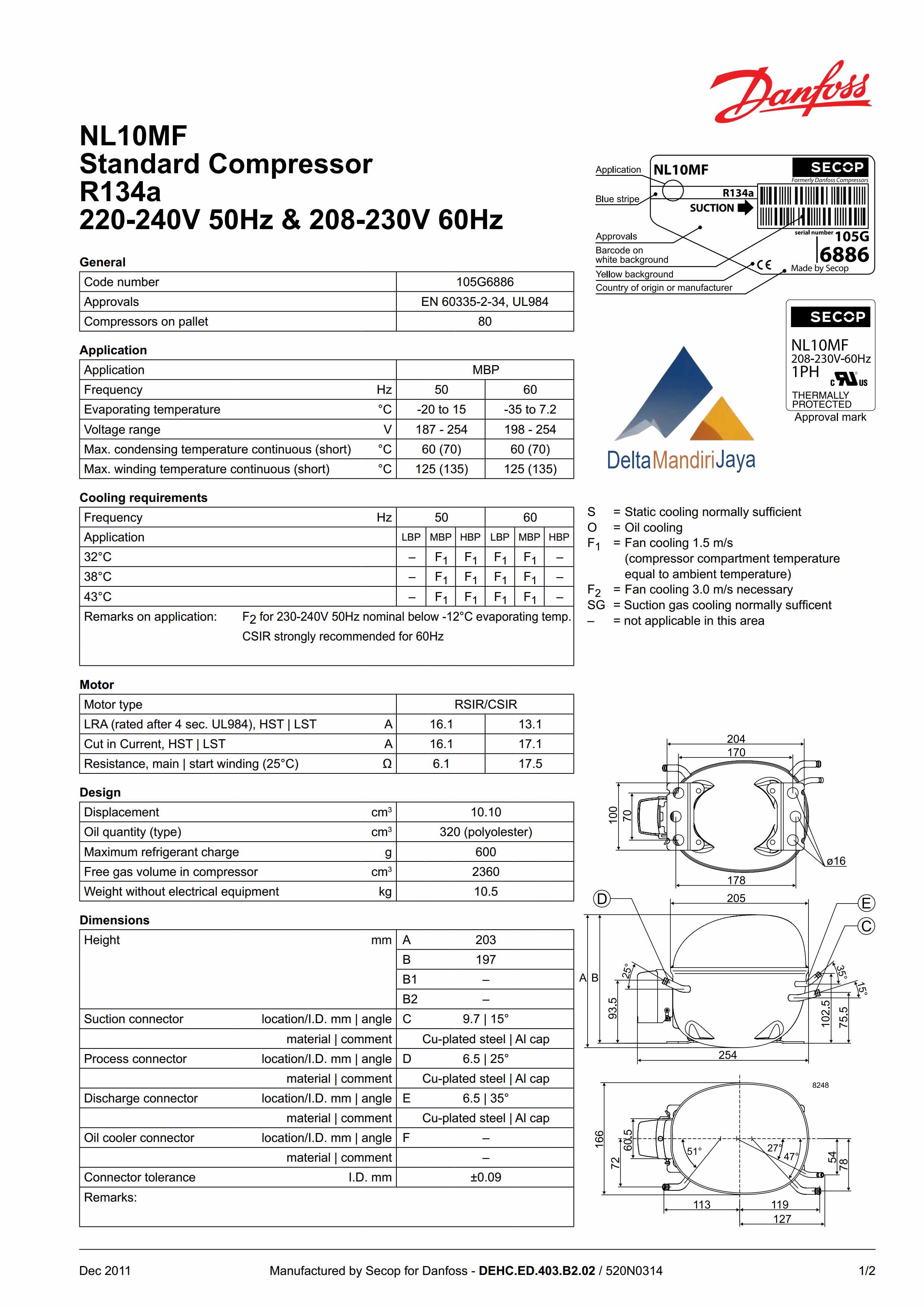 Compressor kulkas Secop NL10MF
