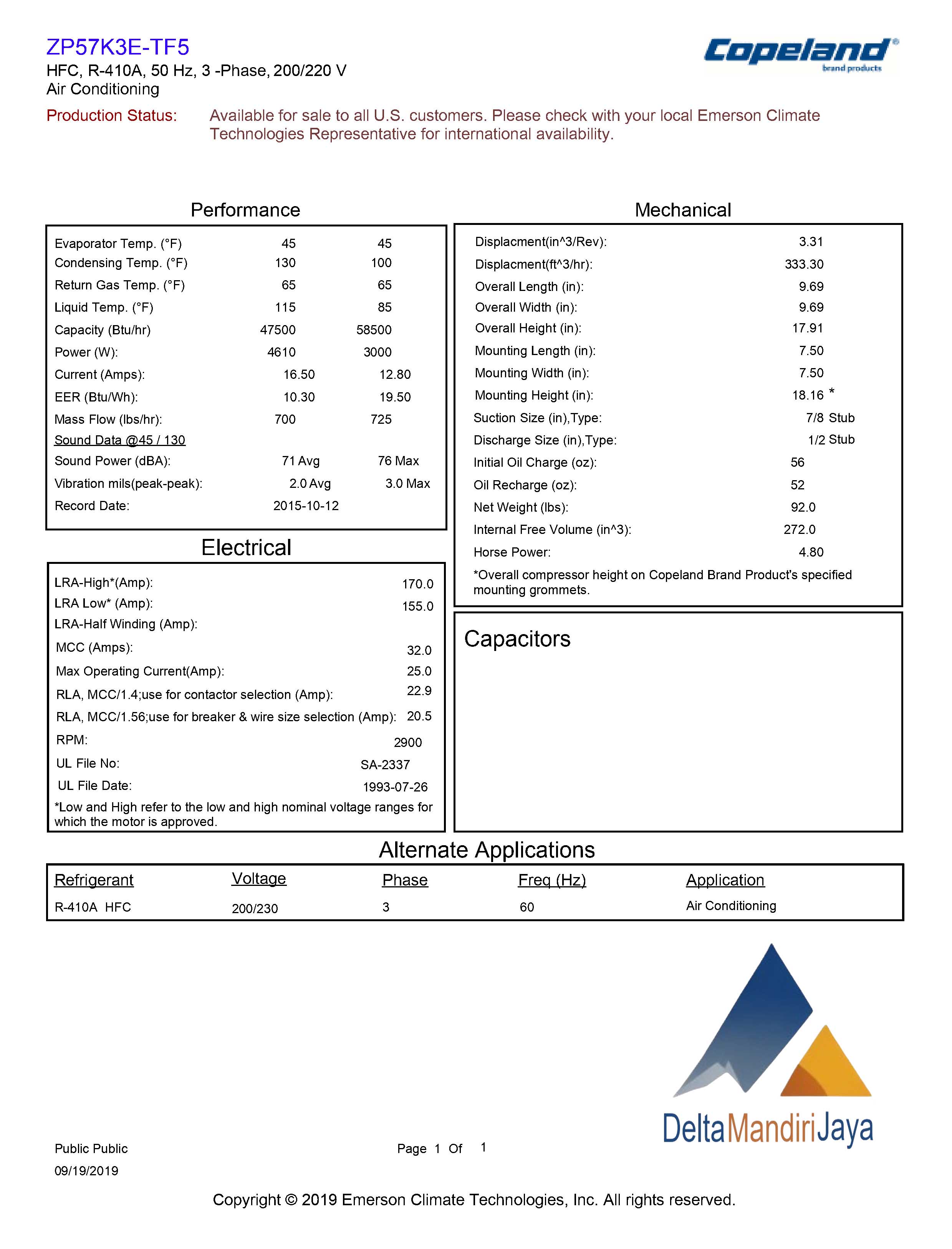 Kompresor ZP57K3E-TF5-522