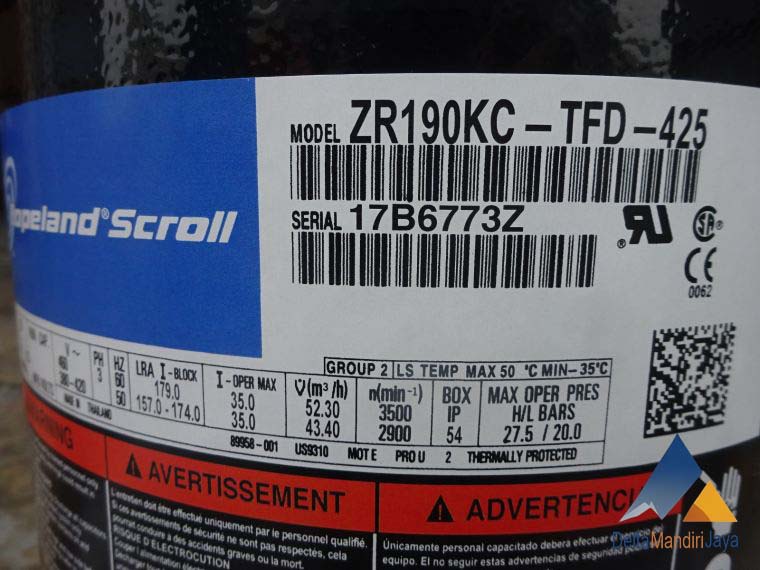 Kompresor AC Copeland Scroll ZR190KCE-TFD-425
