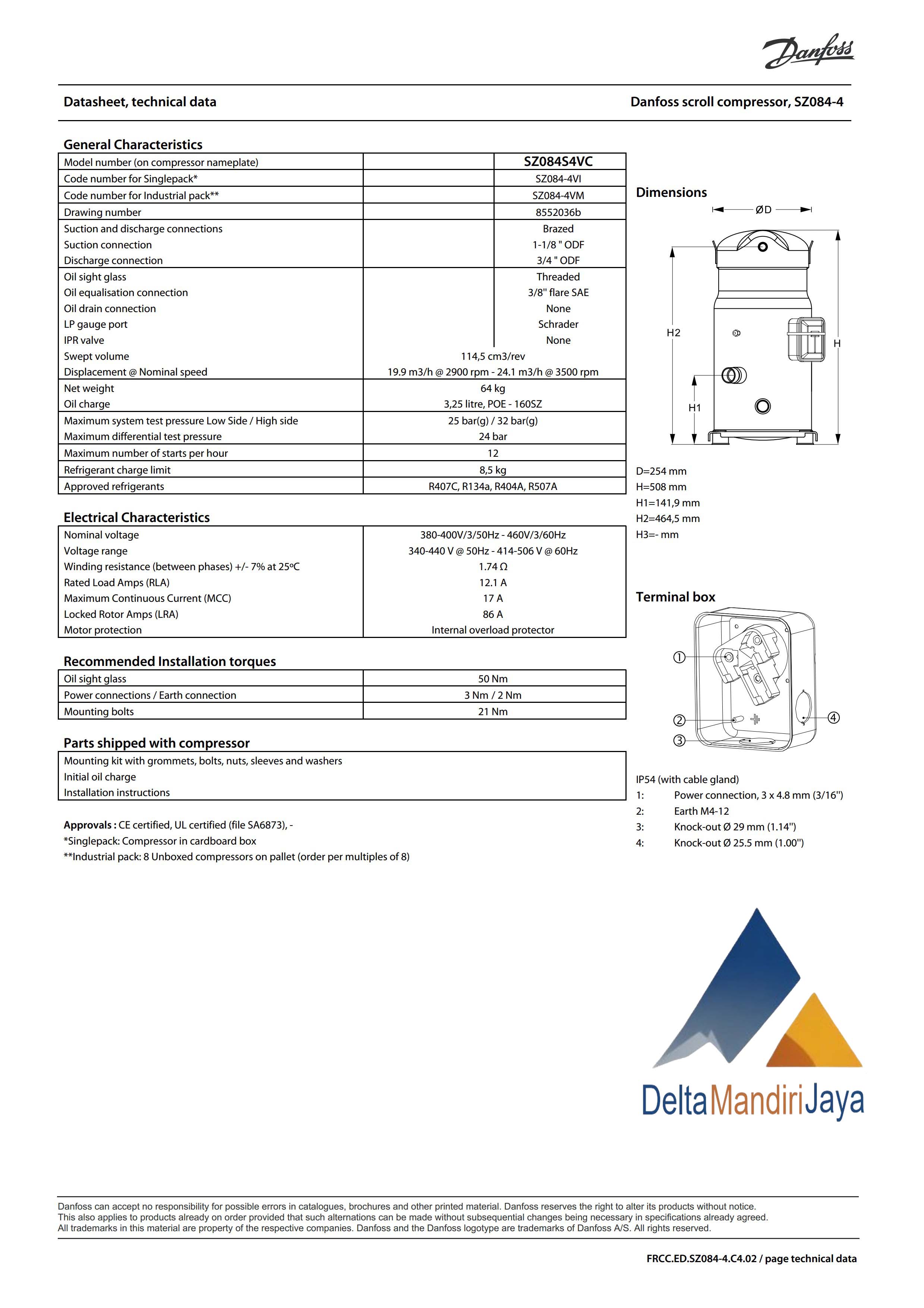 Kompressor  Danfoss SZO84S4VC