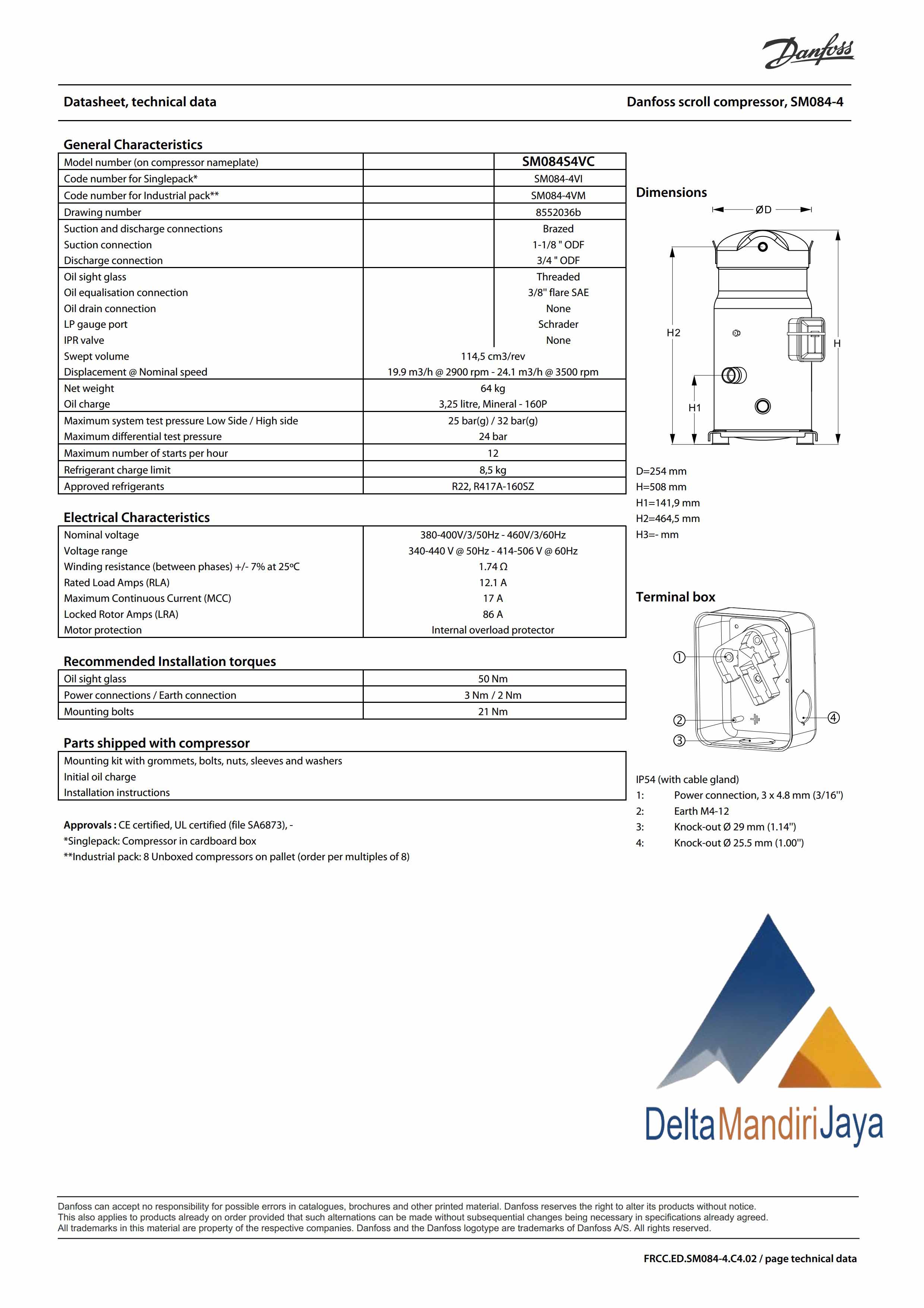 Kompresor Danfoss SM084S4VC