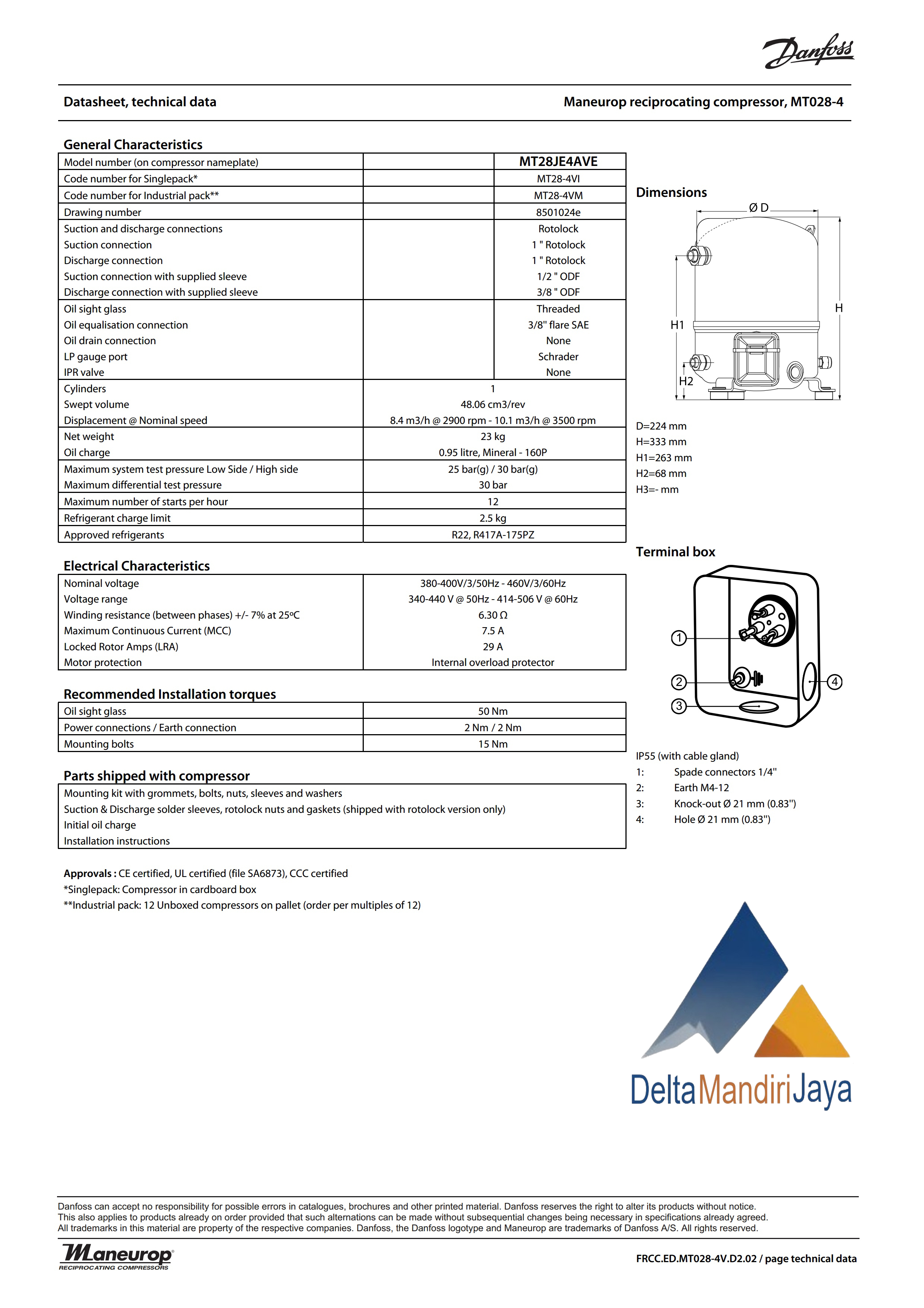 Kompresor Danfoss MT28JE4AVE