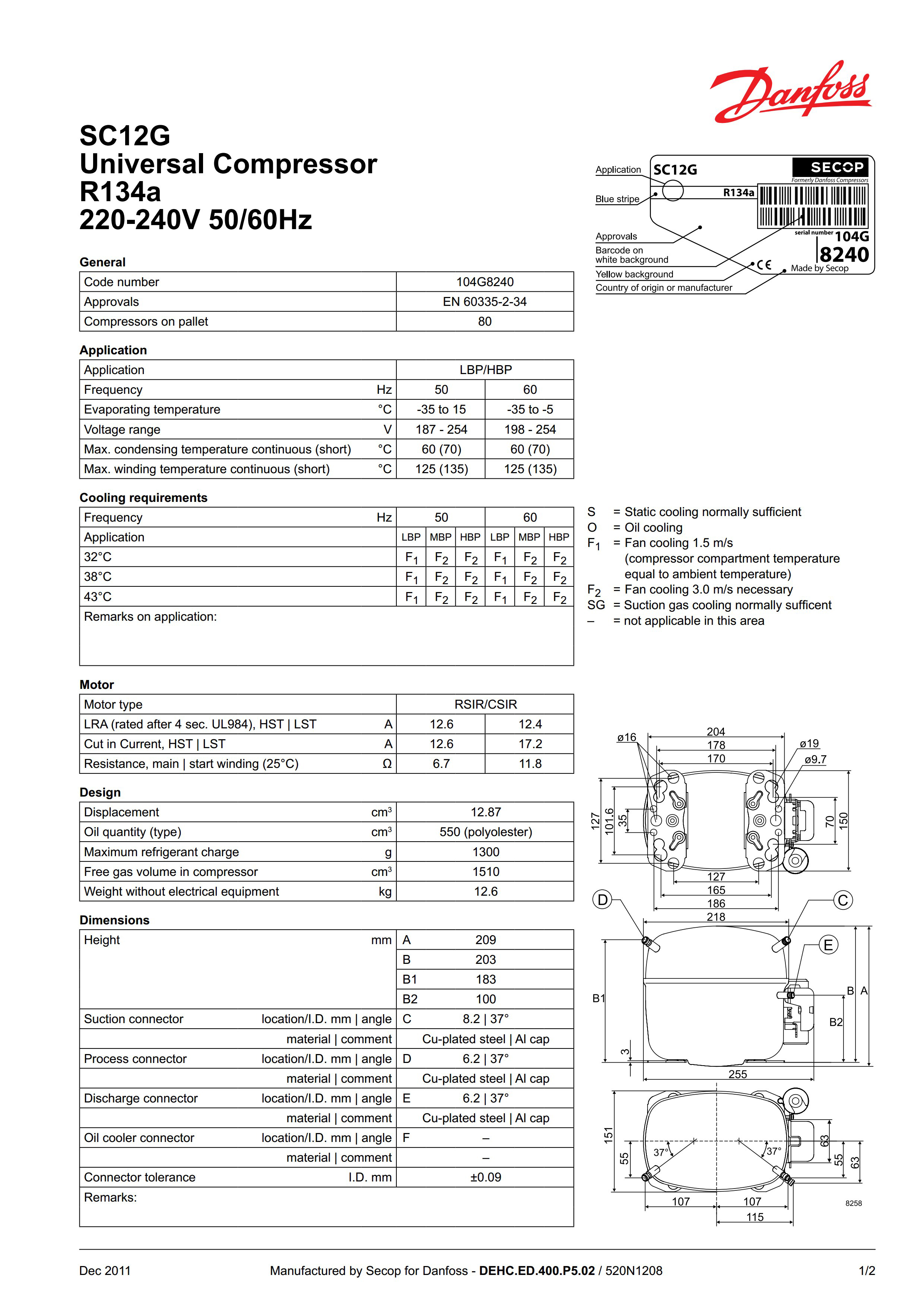 Compressor Secop SC12G