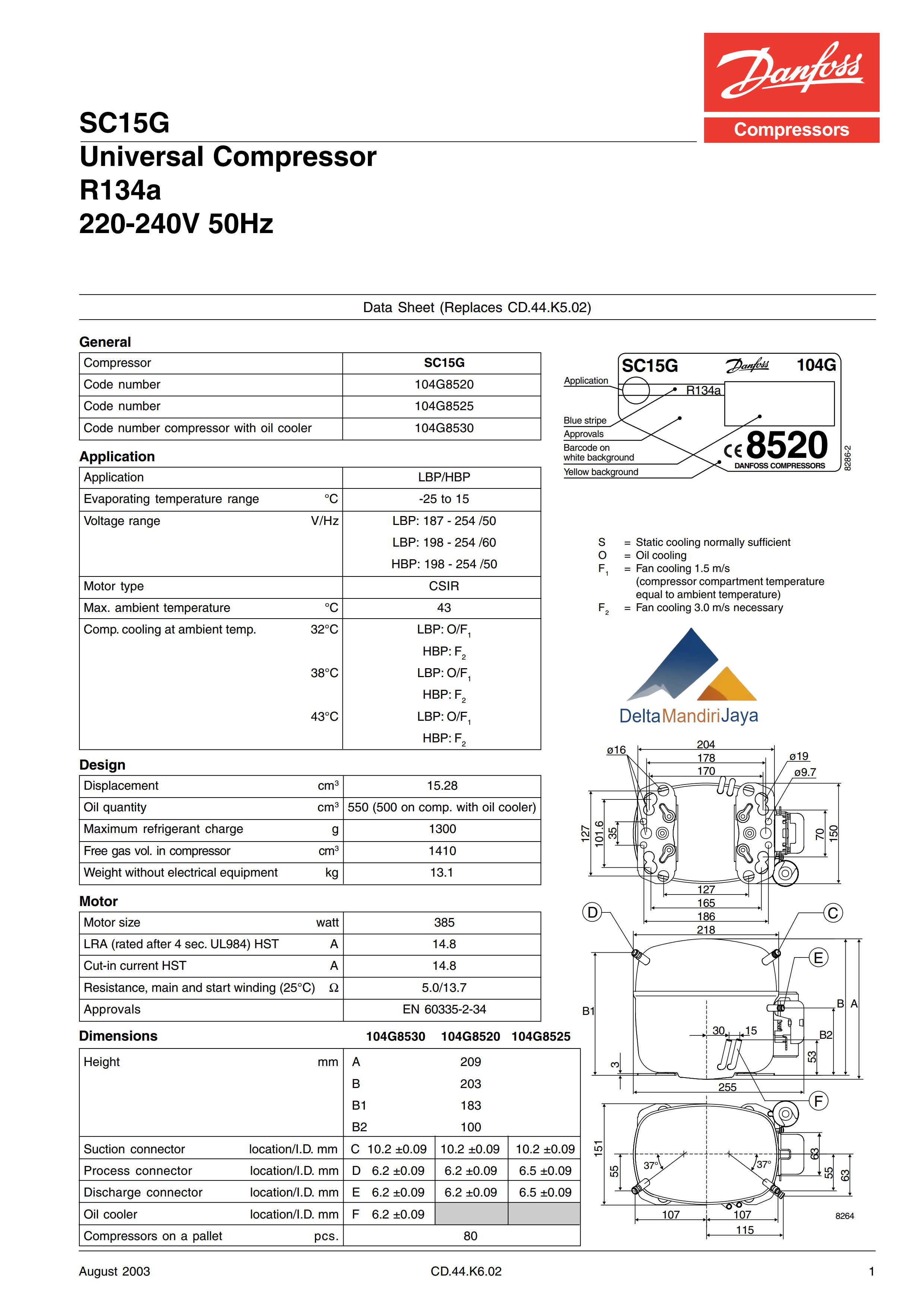 Compressor Danfoss SC15G