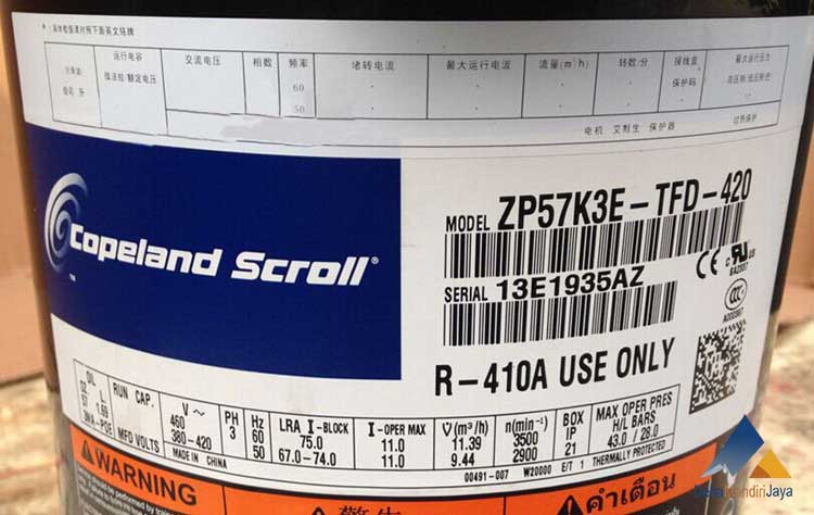 Copeland Scroll Compressor ZP57K3E-TFD-420