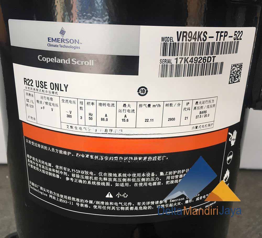 Compressor Copeland Scroll VR94KS-TFP-522