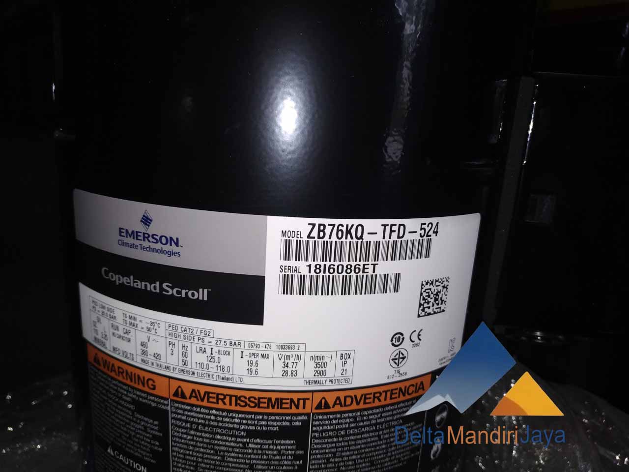 Compressor Emerson Copeland Scroll ZB76KQ-TFD-524