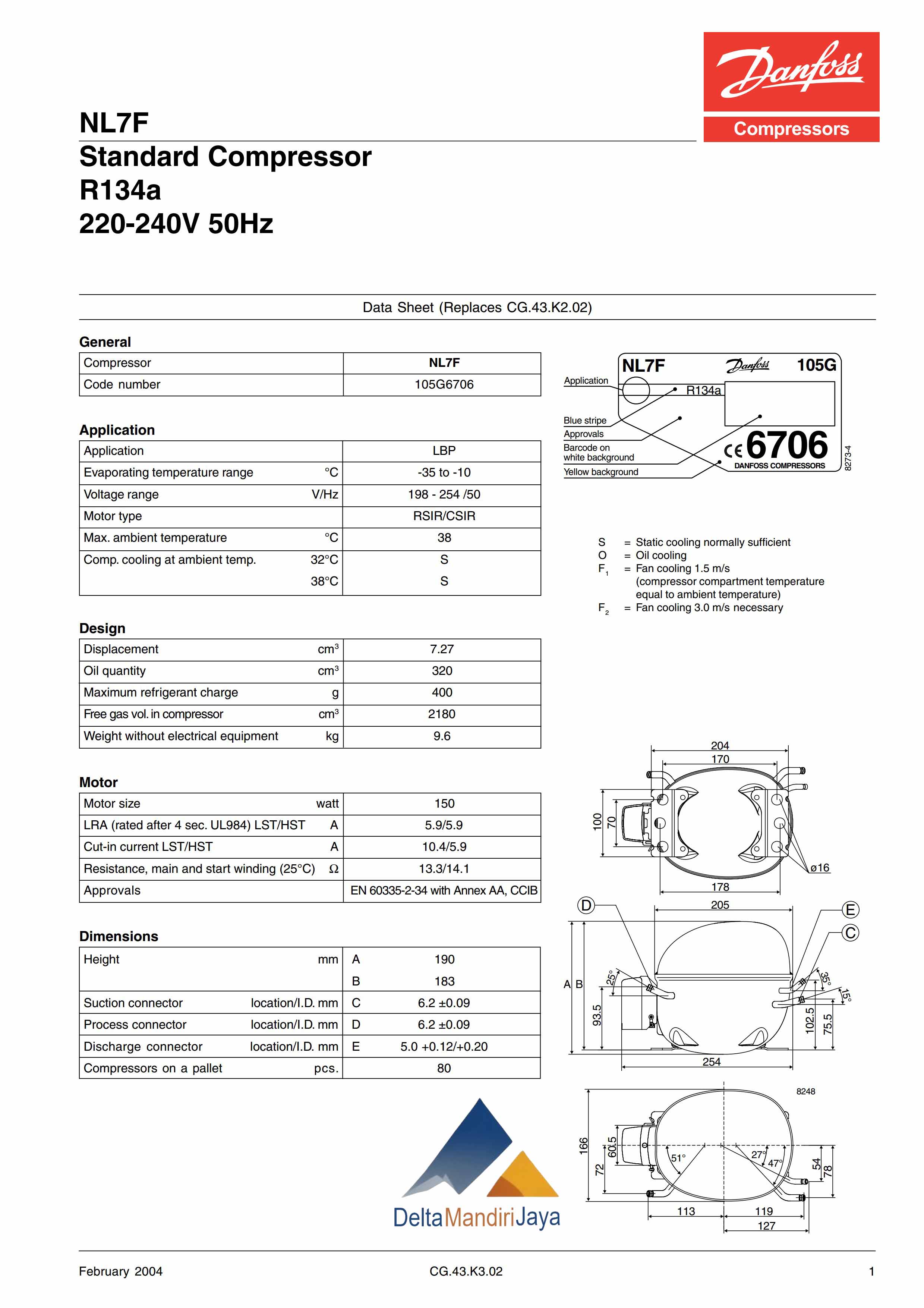 Compressor kulkas Danfoss Secop NL7F