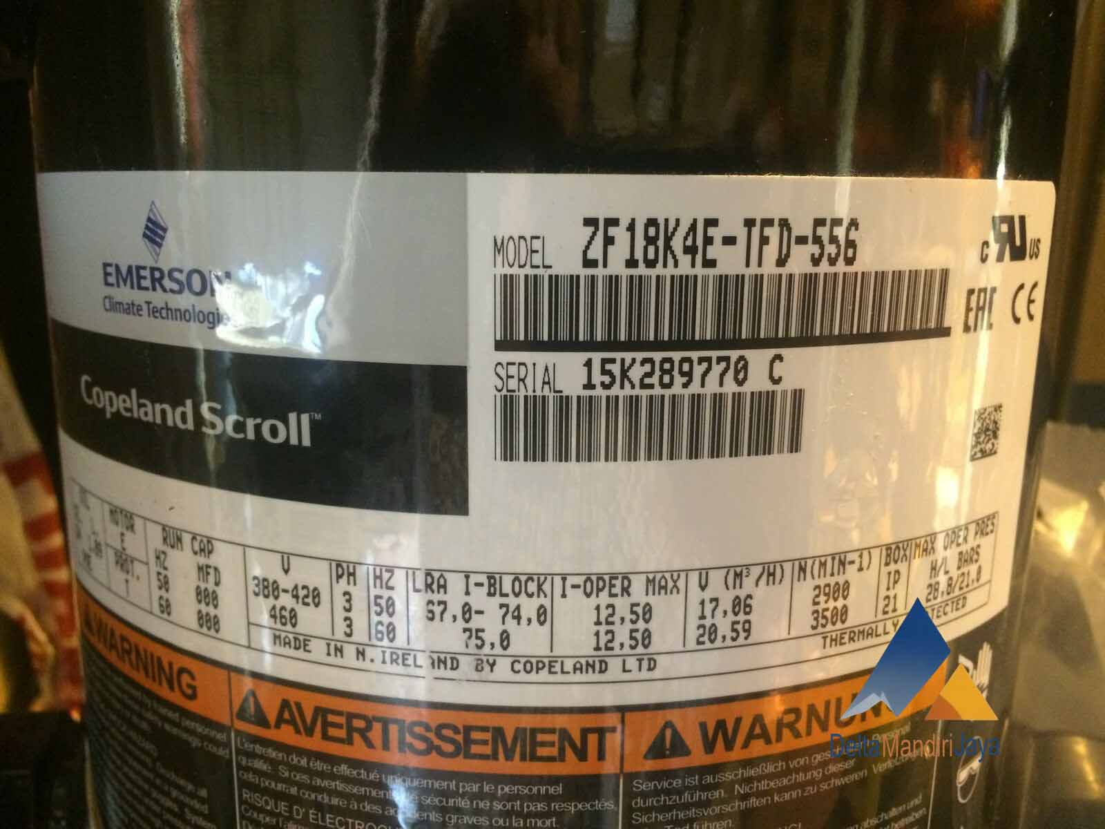 Compressor Copeland Scroll ZF18K4E-TFD-556