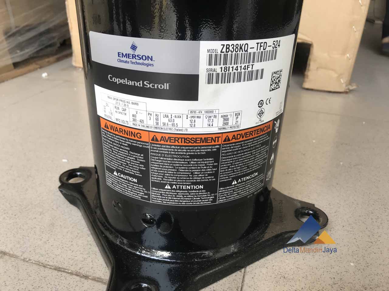 Compressor Copeland Scroll Emerson ZB38KQ-TFD-524