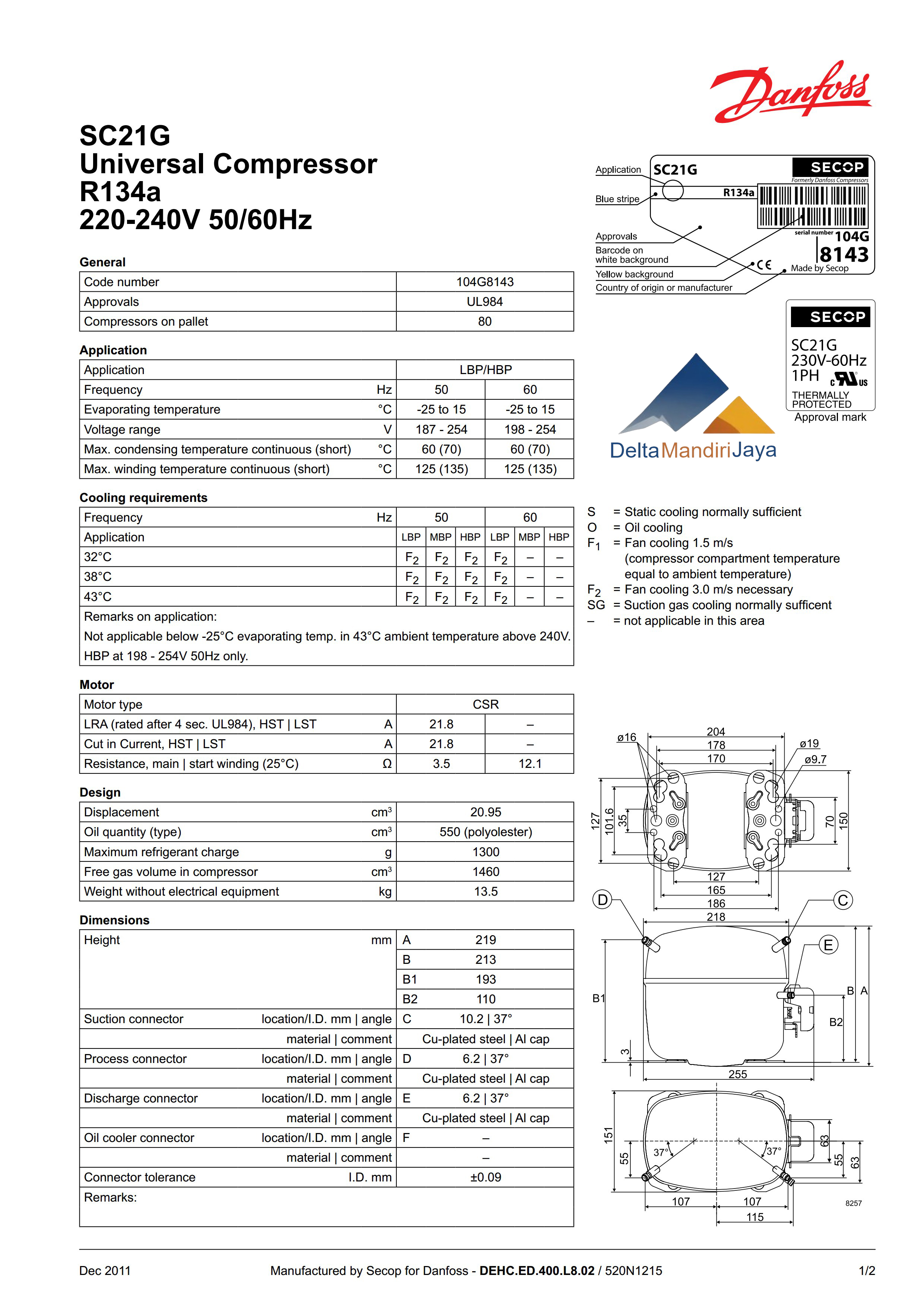 Compressor Danfoss SC21G