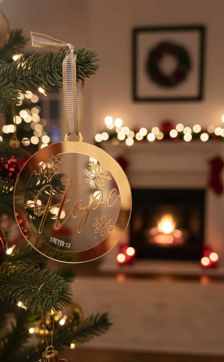HOPE -   Gold Acrylic Tree Ornament