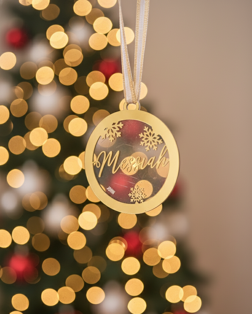 MESSIAH- Gold Acrylic Tree Ornament
