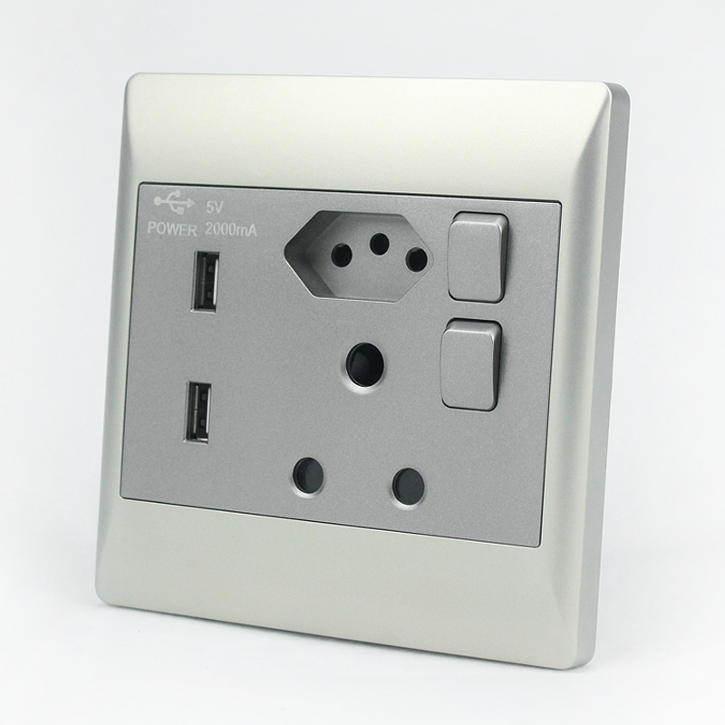 Universal Wall Power Socket with Dual USB Ports