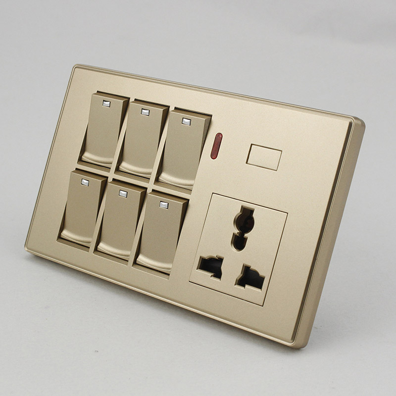 Gold Multi-functional Wall Switch Socket
