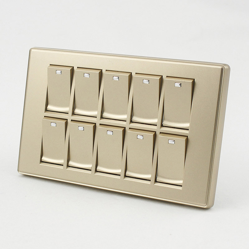Gold 10-Gang Light Switch Panel