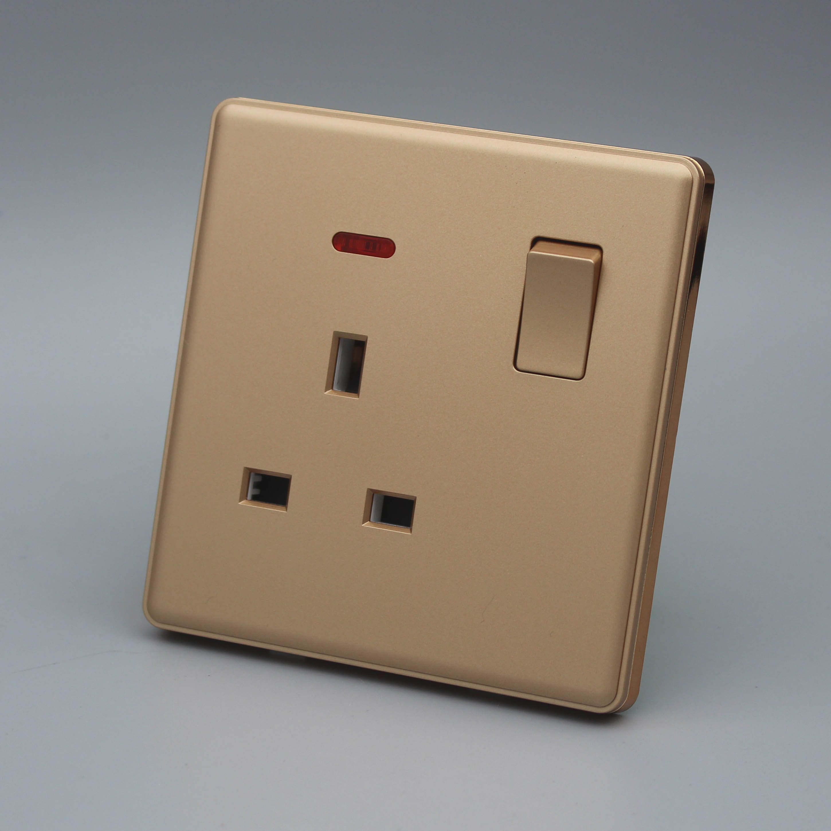 Gold Single UK Power Socket with Switch