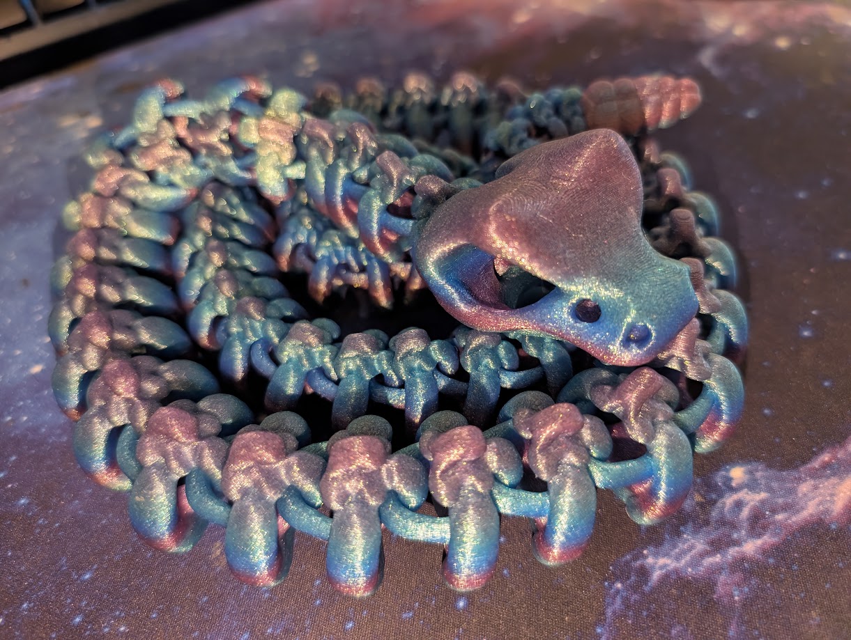 43" Iridescent Bone Rattlesnake designed by CinderWing3d