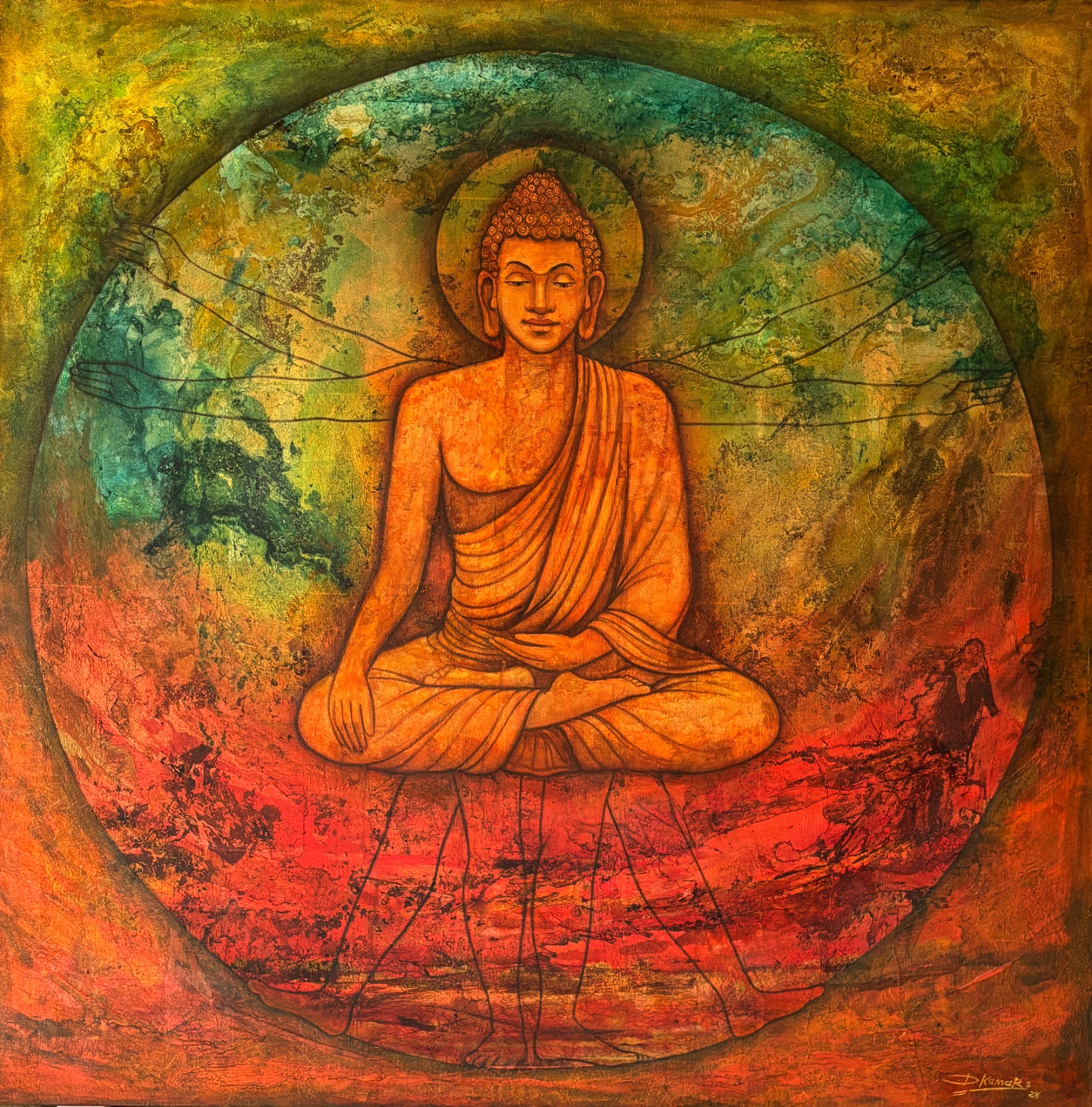 Hand-painted Buddha Meditation Art