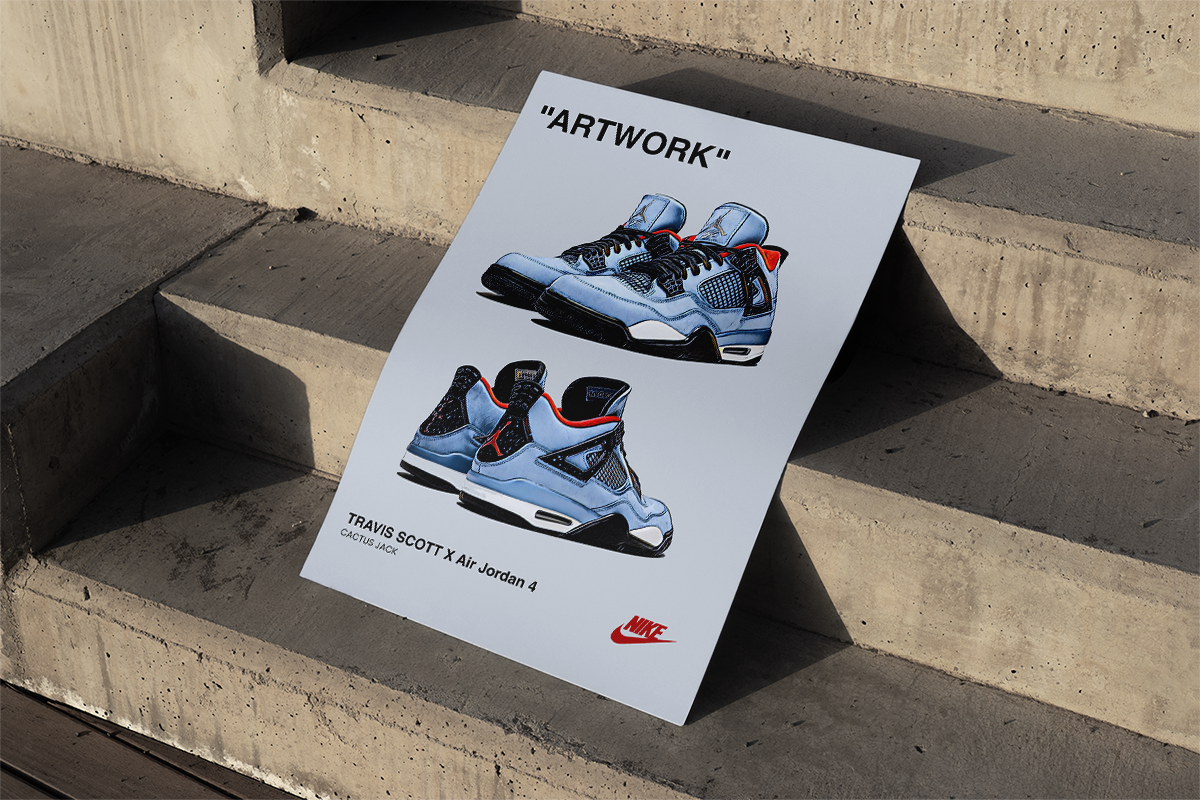 Travis Scott x Air Jordan 4 Artwork Poster