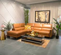 Modern Brown Leather Sectional Sofa