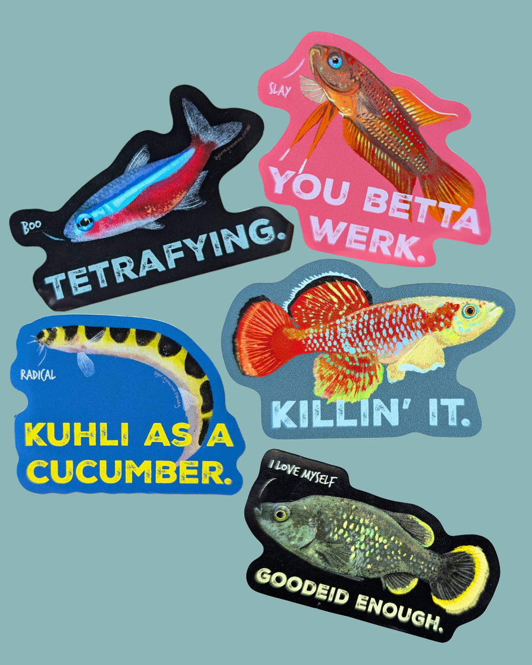 Punny Fish Sticker Set (5)
