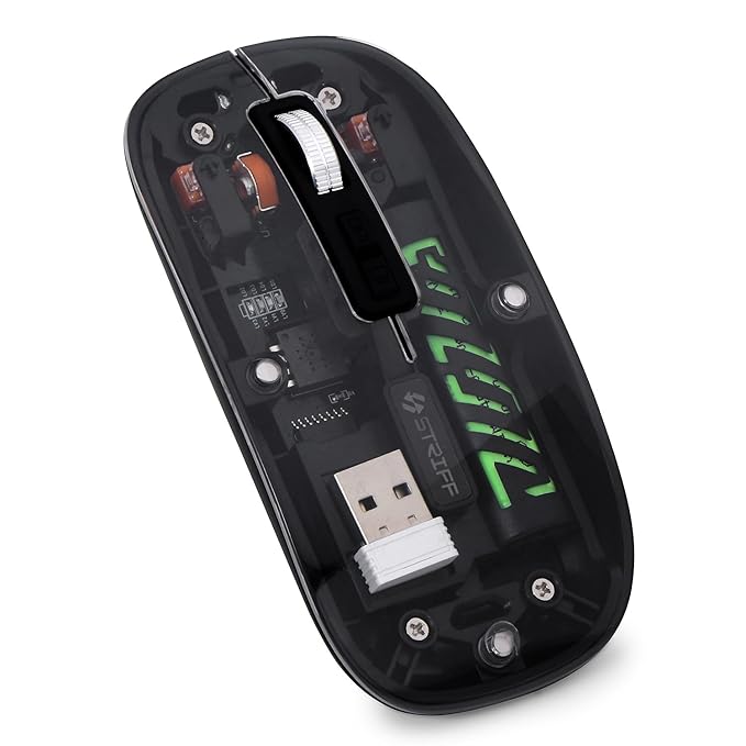 STRIFF NEO-BLA Transparent Wireless and Bluetooth Rechargeable Mouse
