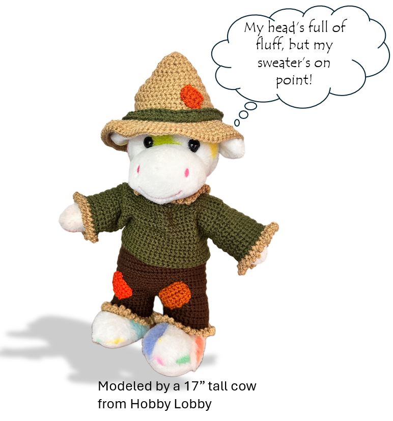Crochet Pattern – Scarecrow Teddy Bear Costume | Inspired by Oz | Fits Build-A-Bear®, GUND®, Bearington® | PDF Pattern 15”–18” Bear Outfit