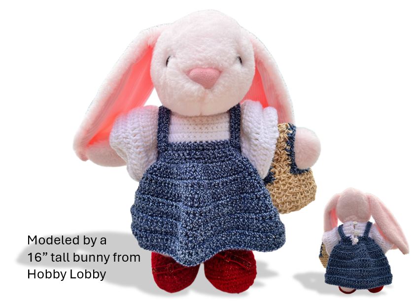 Crochet Pattern – Kansas Girl Teddy Bear Outfit| Inspired by Oz | Fits Build-A-Bear®, GUND®, Bearington®, 15”–18” Bear |PDF Pattern