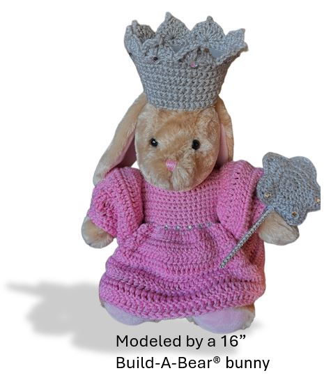 Crochet Pattern – Princess/Good Witch Teddy Bear Costume | Fits Build-A-Bear®, GUND®, Bearington®, 15”-18” Bears | PDF Crochet Pattern