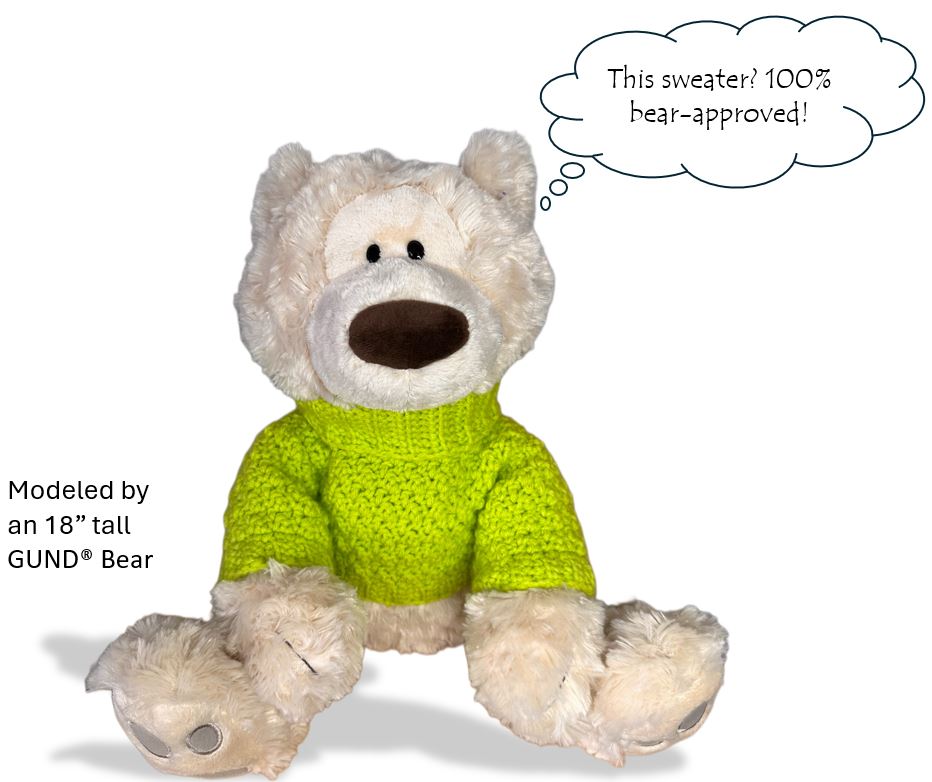 Beary Cozy Turtleneck – Crochet Pattern Fits Build-A-Bear®, GUND®, Bearington® , 15"-18" Bear| PDF Pattern