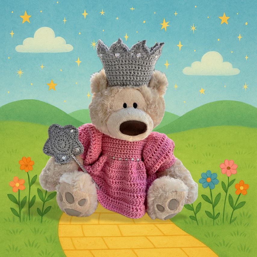 Crochet Pattern – Princess/Good Witch Teddy Bear Costume | Fits Build-A-Bear®, GUND®, Bearington®, 15”-18” Bears | PDF Crochet Pattern