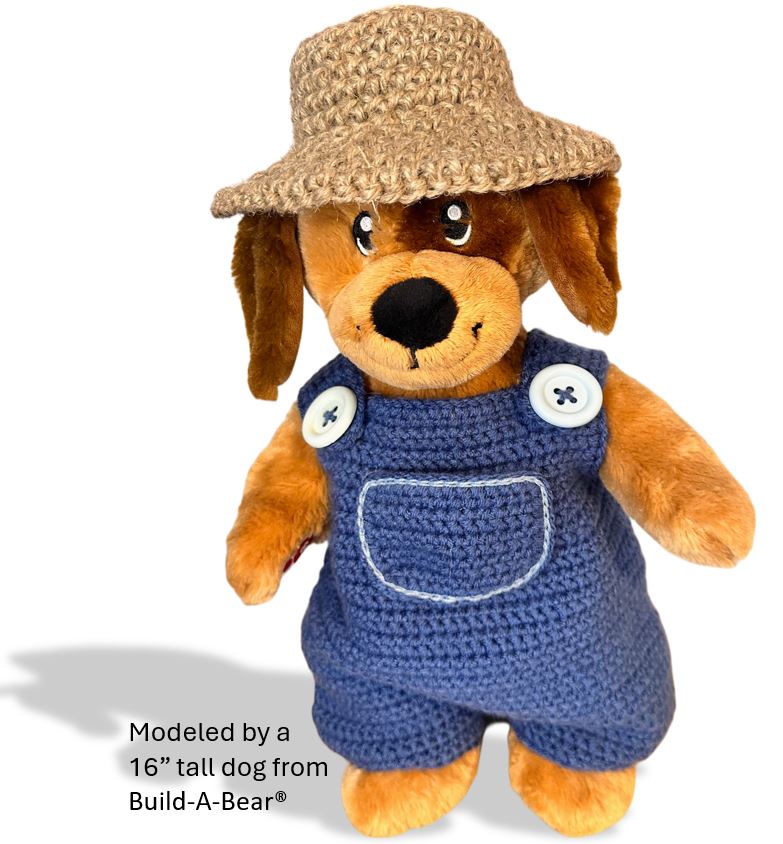 Farmer Bear Crochet Pattern Fits Build-A-Bear®, GUND®, Bearington® , 15"-18" Bears