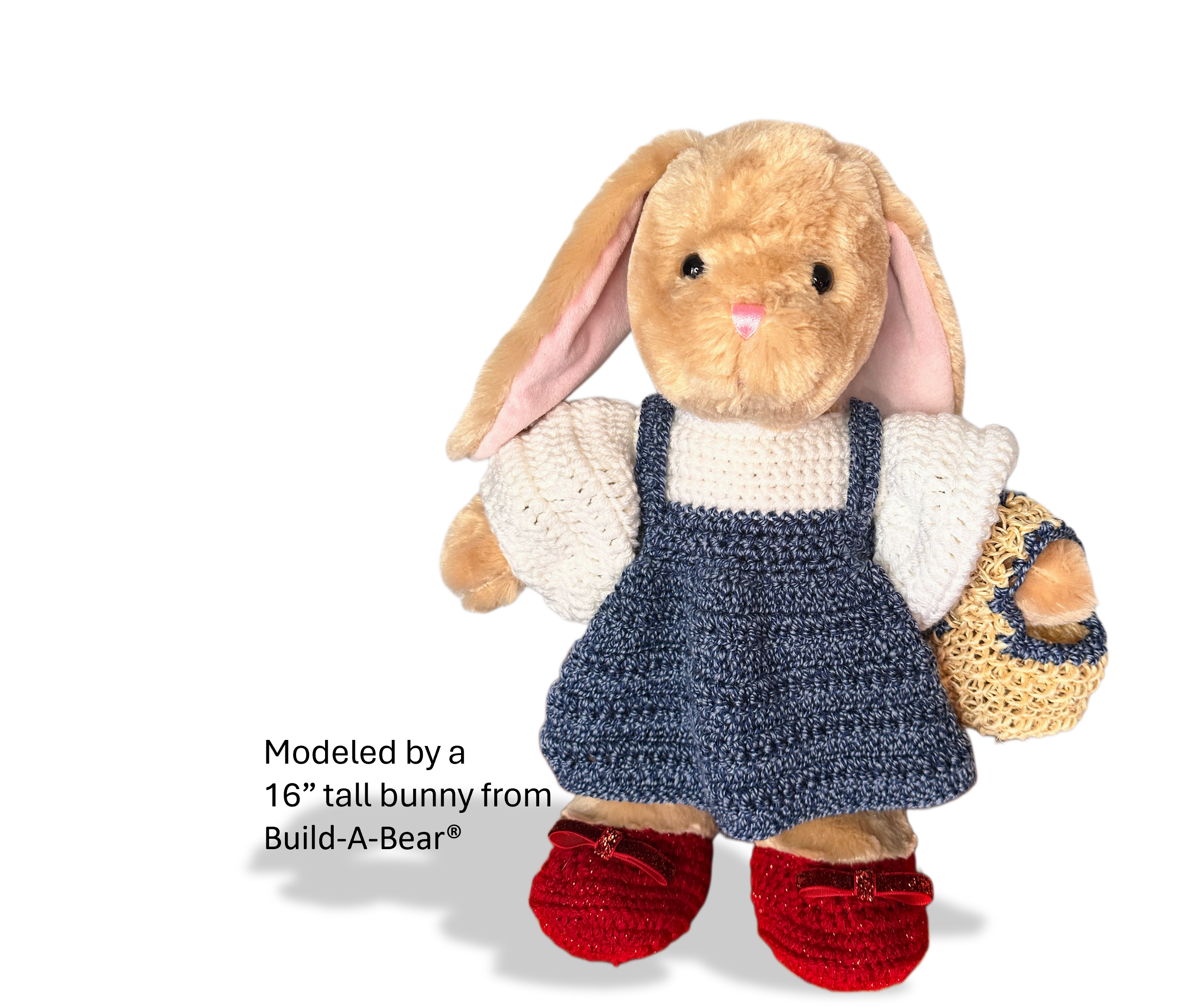 Crochet Pattern – Kansas Girl Teddy Bear Outfit| Inspired by Oz | Fits Build-A-Bear®, GUND®, Bearington®, 15”–18” Bear |PDF Pattern