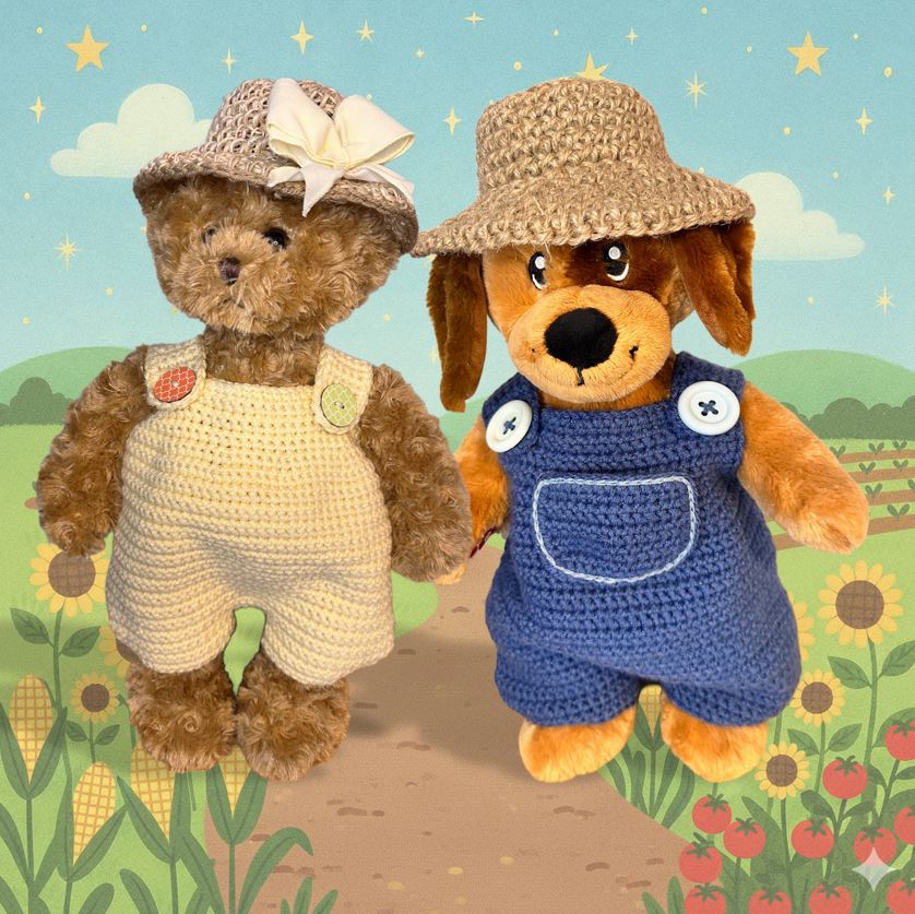 Farmer Bear Crochet Pattern Fits Build-A-Bear®, GUND®, Bearington® , 15"-18" Bears