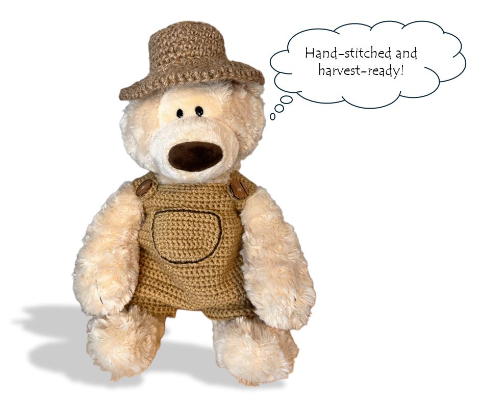 Farmer Bear Crochet Pattern Fits Build-A-Bear®, GUND®, Bearington® , 15"-18" Bears