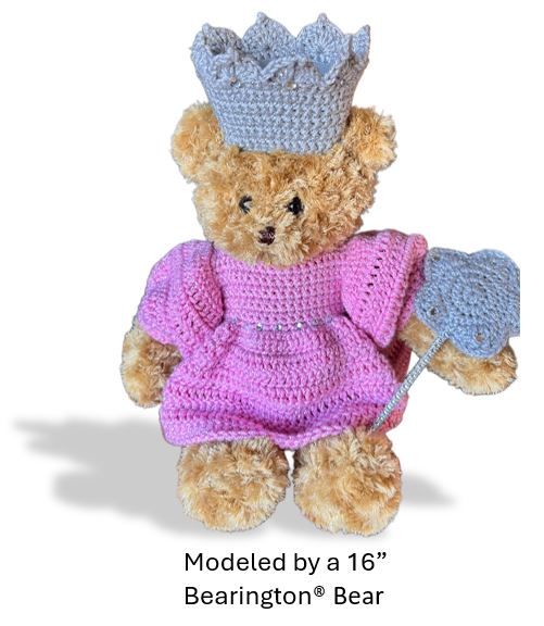 Crochet Pattern – Princess/Good Witch Teddy Bear Costume | Fits Build-A-Bear®, GUND®, Bearington®, 15”-18” Bears | PDF Crochet Pattern