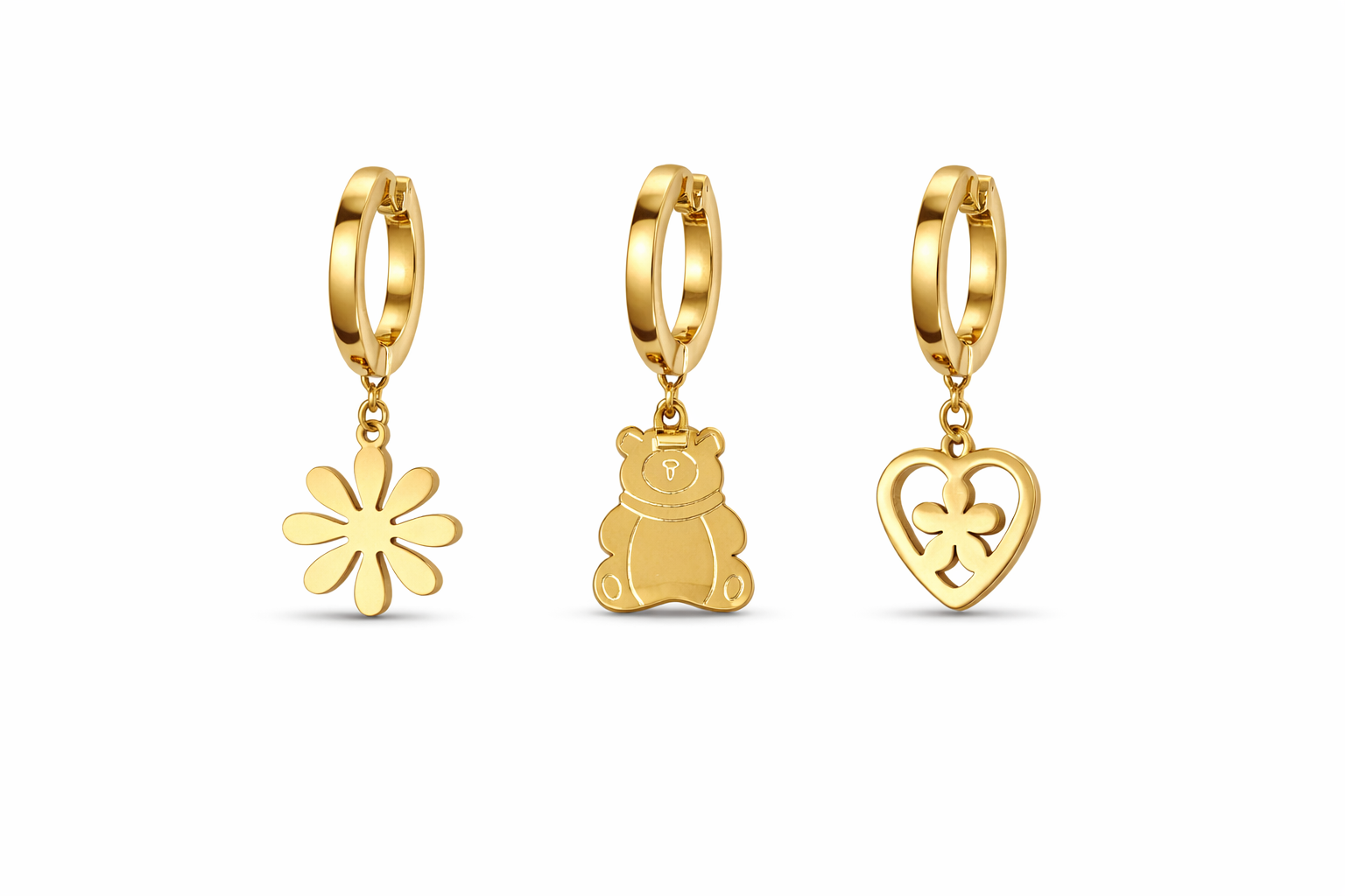 Boucles d’oreilles pendentifs dorés