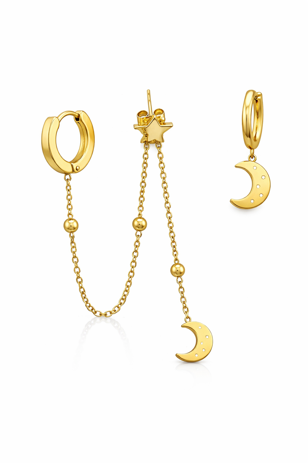 Boucles d'oreilles lune en or