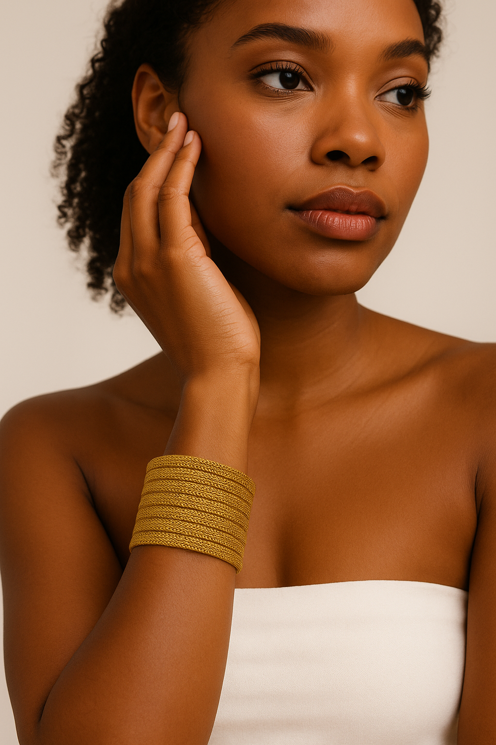 Bracelet large en fil doré