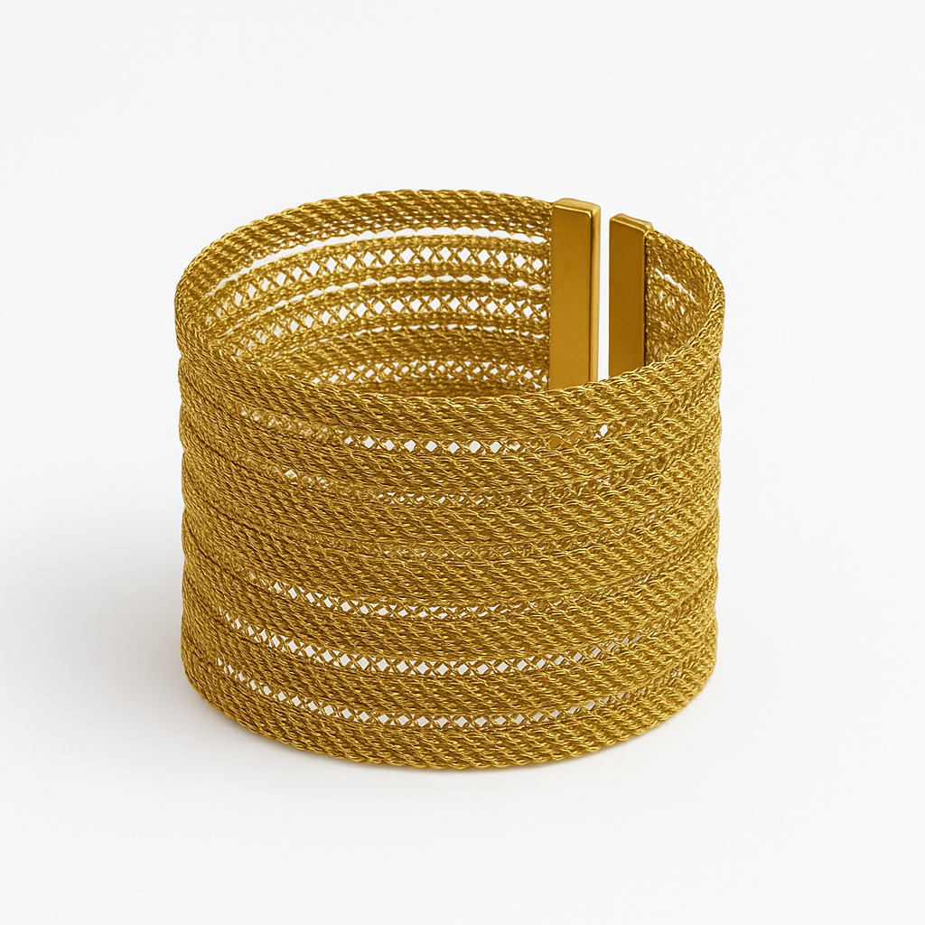 Bracelet large en fil doré