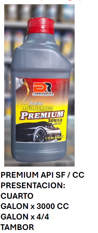 Aceite Multigrado Premium 20W50