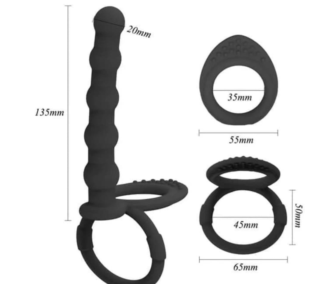 Silicone Cock Ring Set with Prostate Massager