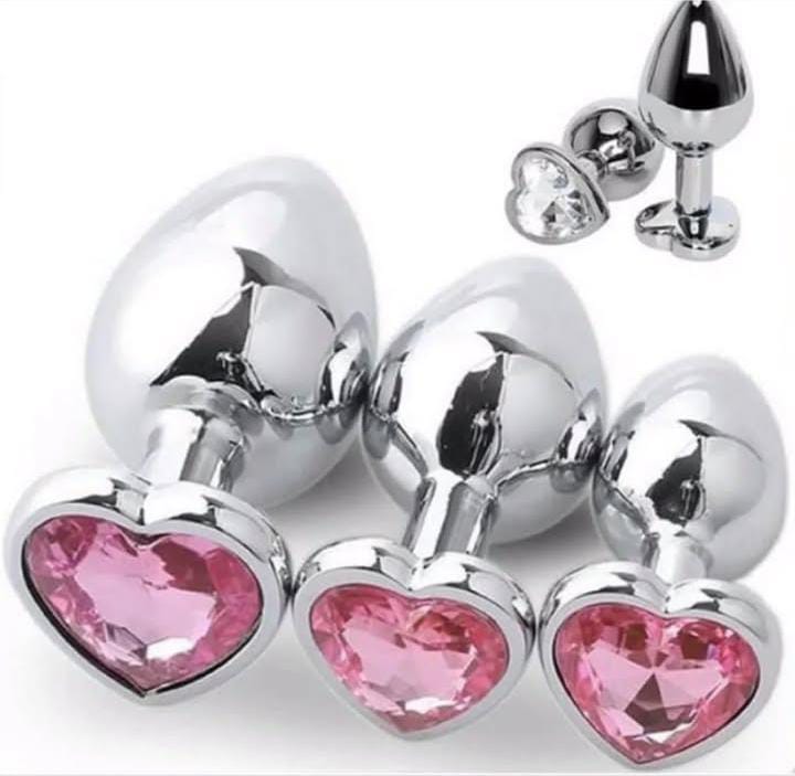 Heart Gem Metal Butt Plug Set