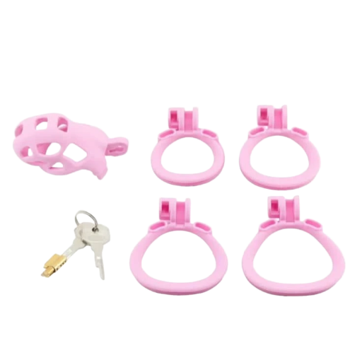 Pink Male Chastity Cage Set